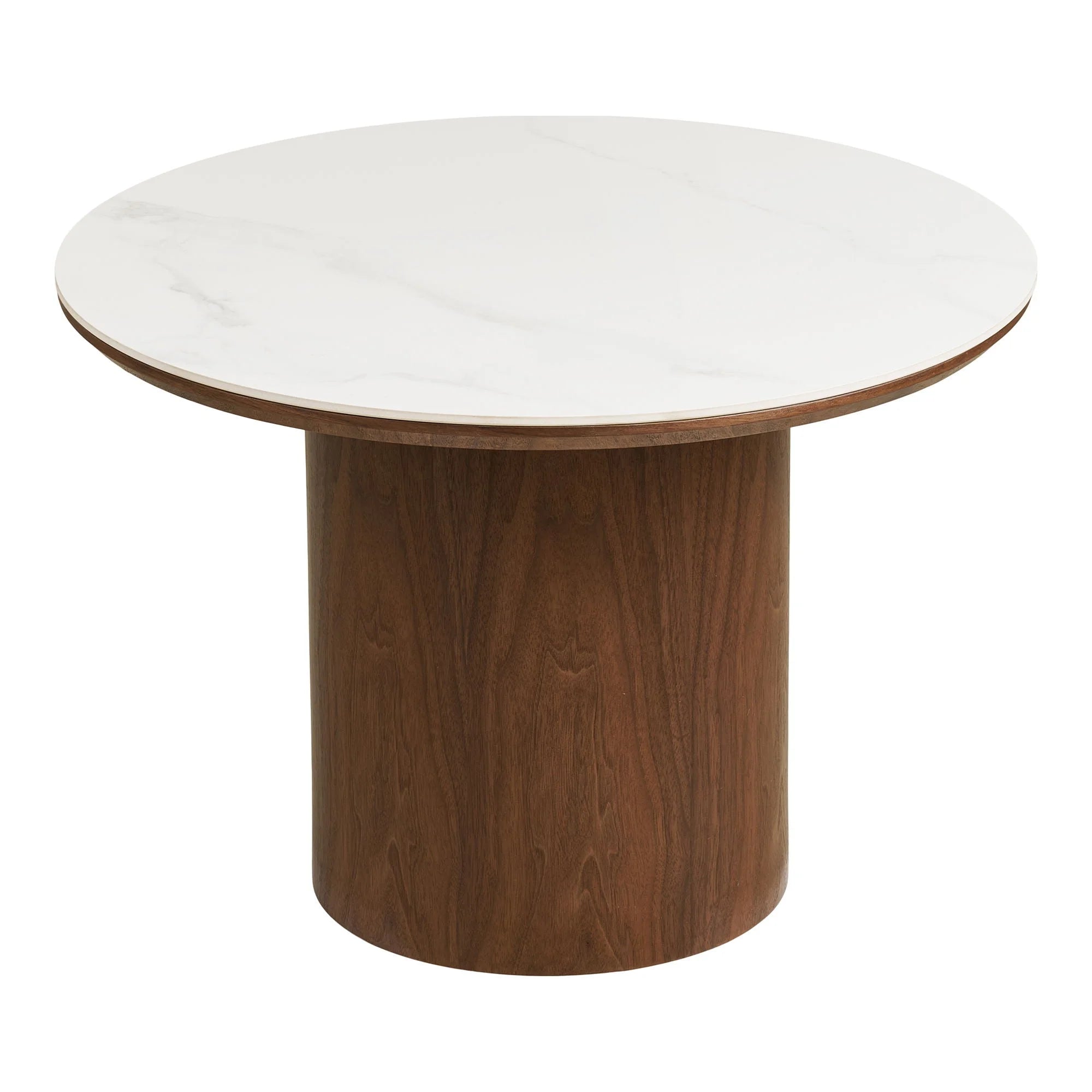Table basse ronde effet marbre blanc et bois noyer Ø60 cm