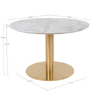 Table basse ronde en marbre blanc avec pied central doré Ø70xH45 cm