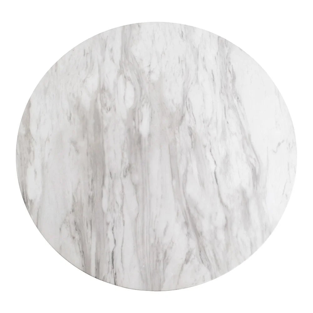 Table basse ronde en marbre blanc avec pied central doré, Ø70xH45 cm