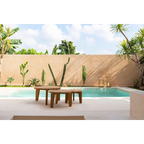 Table basse ronde en teck recyclé naturel – Ø50 cm