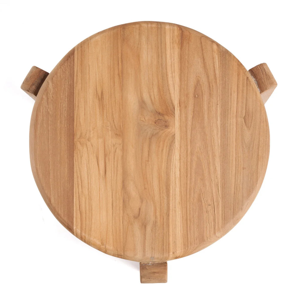 Table basse ronde en teck recyclé naturel – Ø50 cm