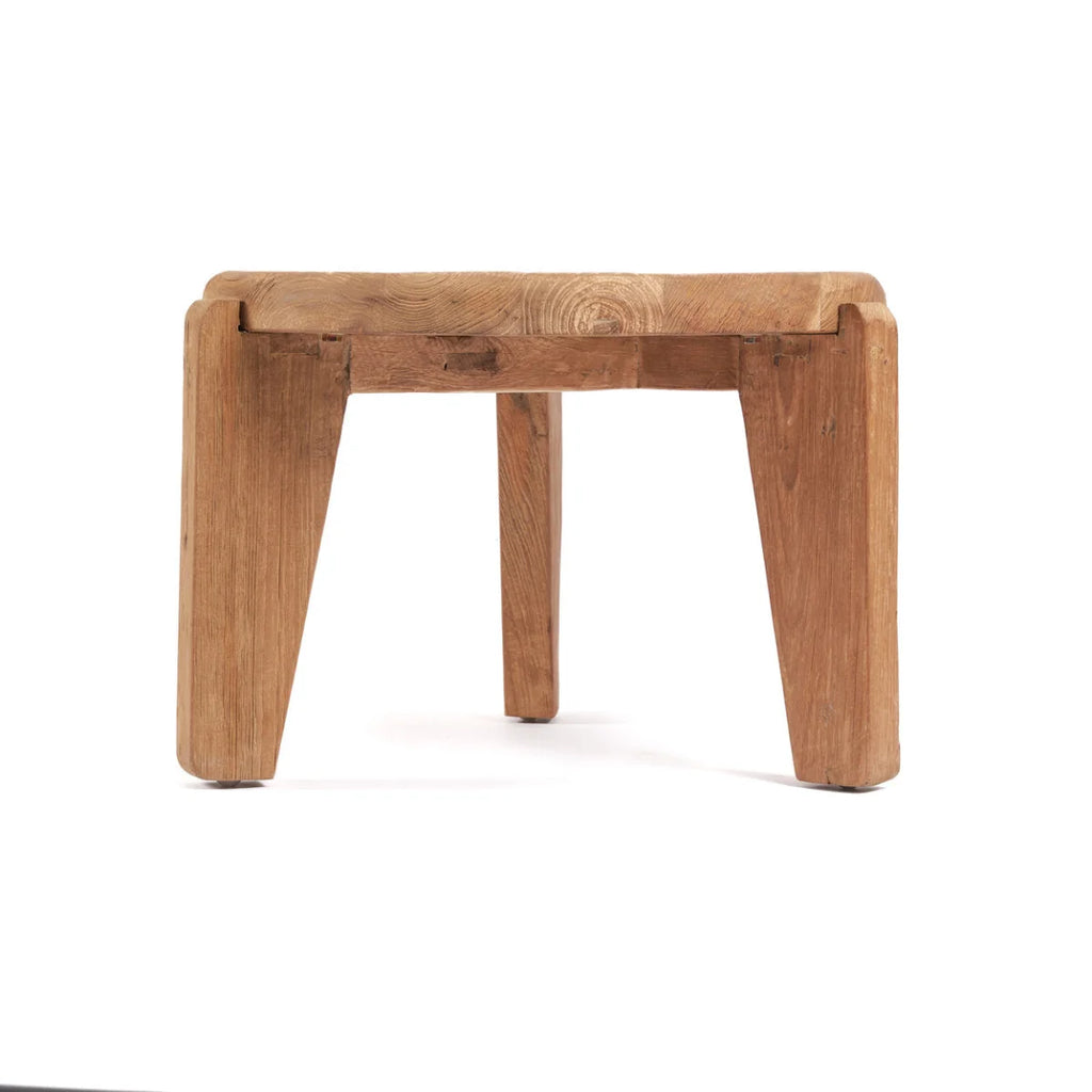 Table basse ronde en teck recyclé naturel – Ø50 cm