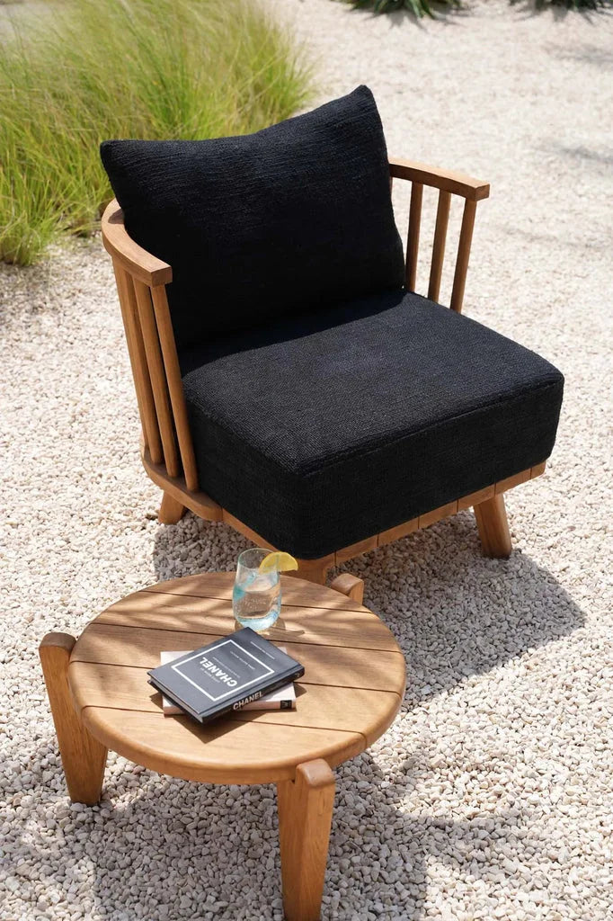 Chaise en bois avec coussins noirs pour La table basse Seseh - M - Extérieure