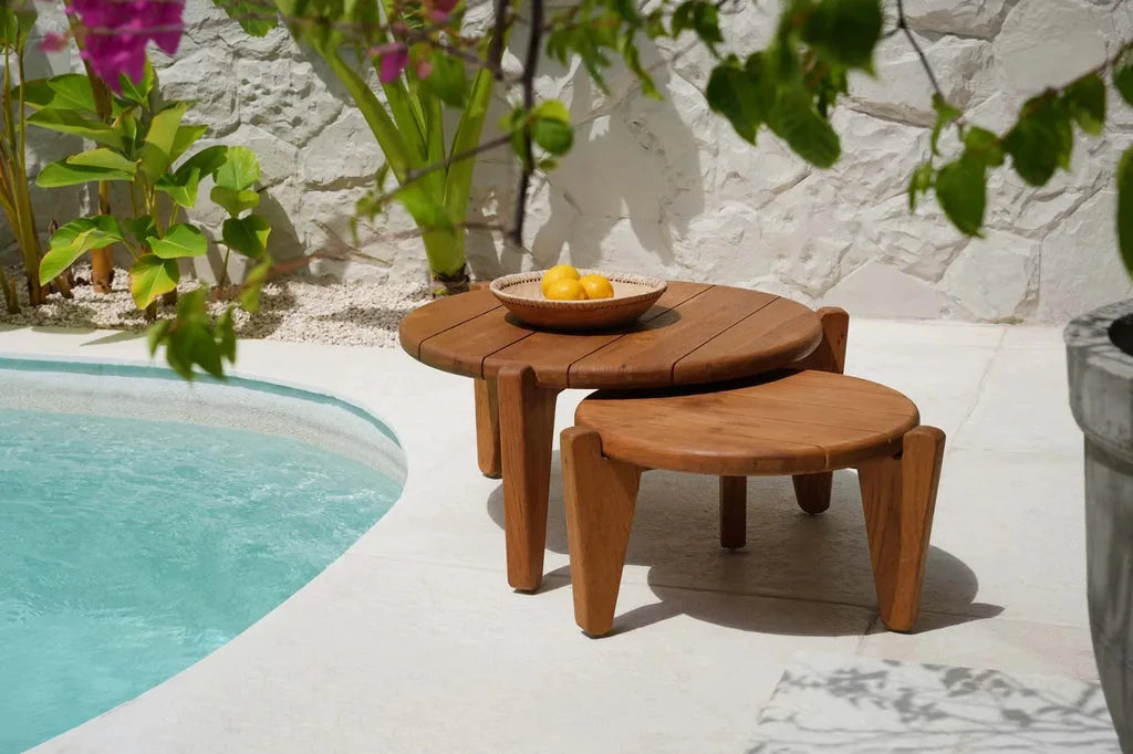 Nesting tables en bois pour extérieur, modèle La table basse Seseh S Extérieur