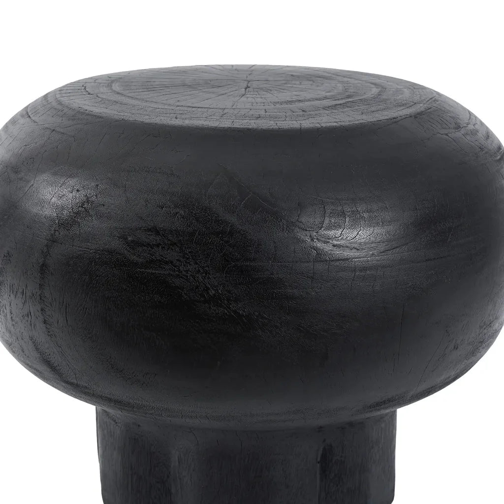 Tabouret en bois noir en forme de champignon pour La table basse Tutup Noire