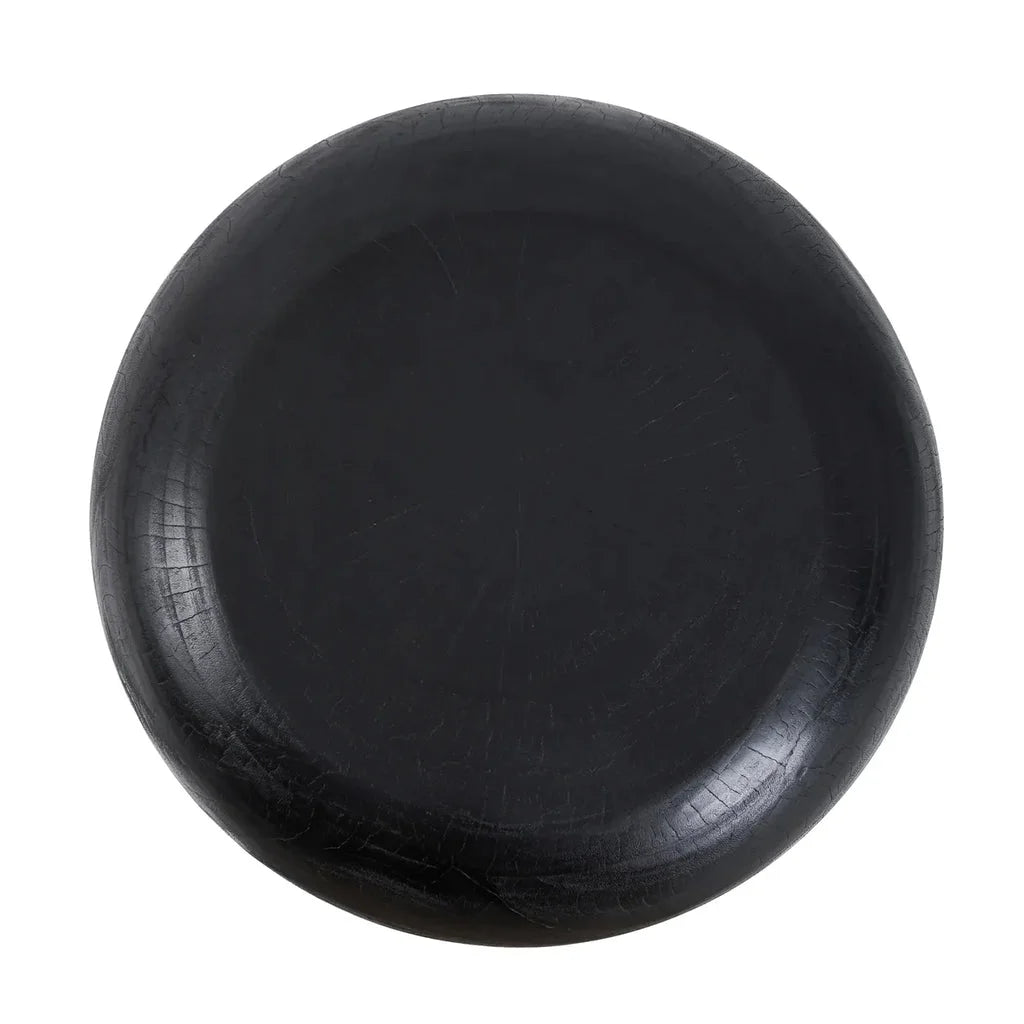 Assiette ronde noire légèrement fissurée pour La table basse Tutup Noire