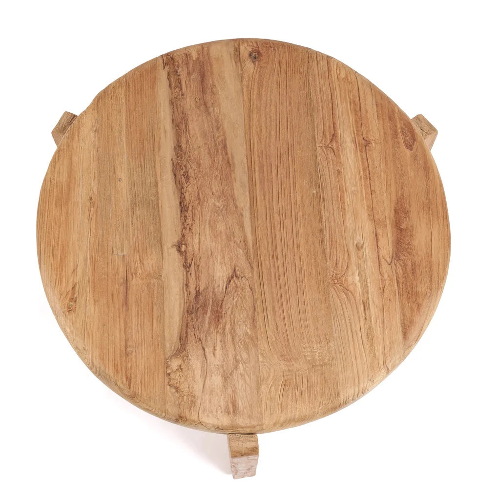 Tabouret rond en bois pour la table basse Wabi Sabi M