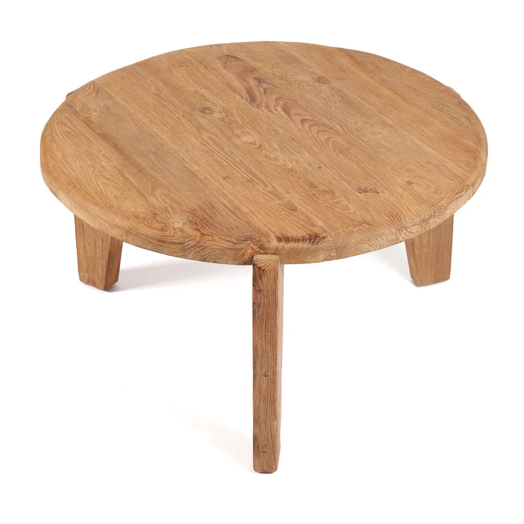 Table basse ronde en bois naturel pour la décoration moderne Wabi Sabi