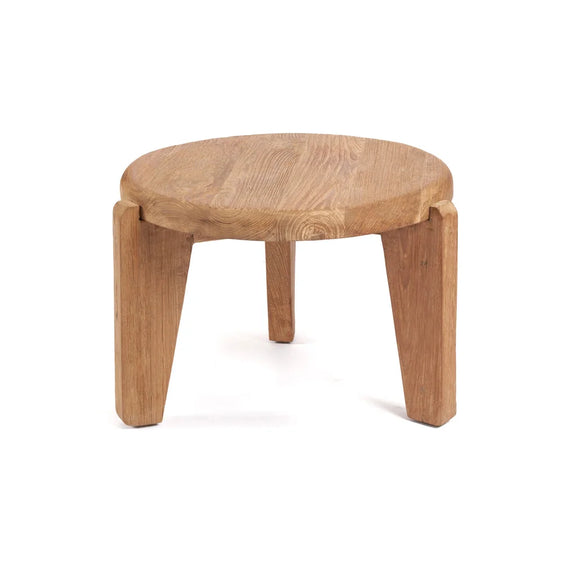 Tabouret rond en bois avec trois jambes, style Wabi Sabi pour La table basse Wabi Sabi S
