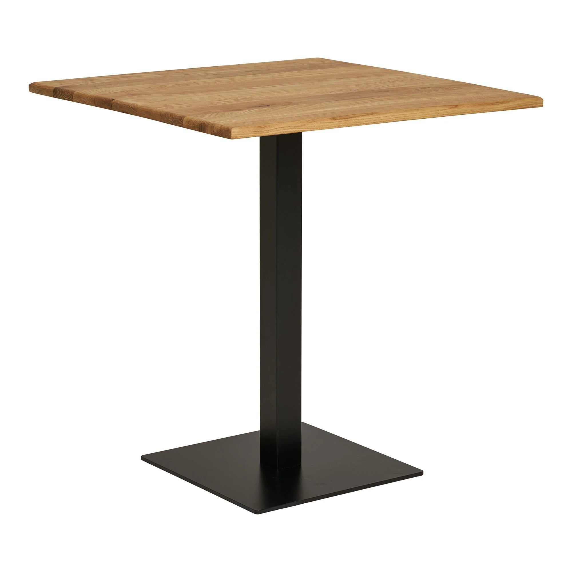 Table bistrot rectangulaire en bois clair 70x70 cm piètement métal noir