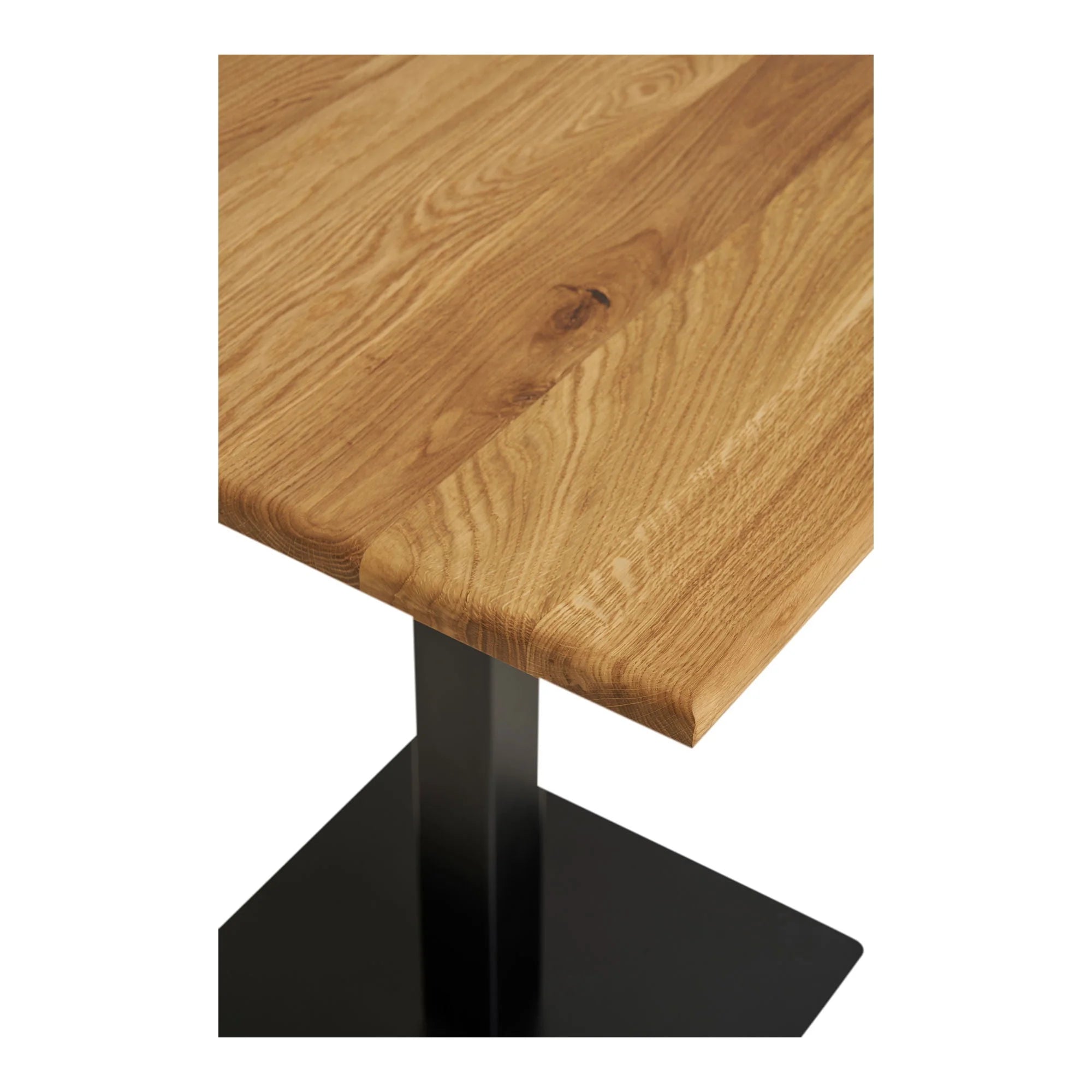 Table bistrot rectangulaire en bois clair 70x70 cm, piètement métal noir