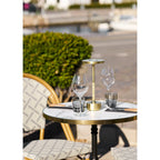 Lampe de table bistrot ronde effet marbre blanc bord doré pied noir Ø60 cm