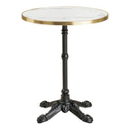 Table bistrot ronde effet marbre blanc bord doré pied noir Ø60 cm