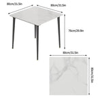  Dimensions d’une table carrée 80x80 cm effet marbre blanc.