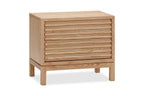 Table de chevet en frêne clair à tiroirs lattés horizontaux, 61x41 cm