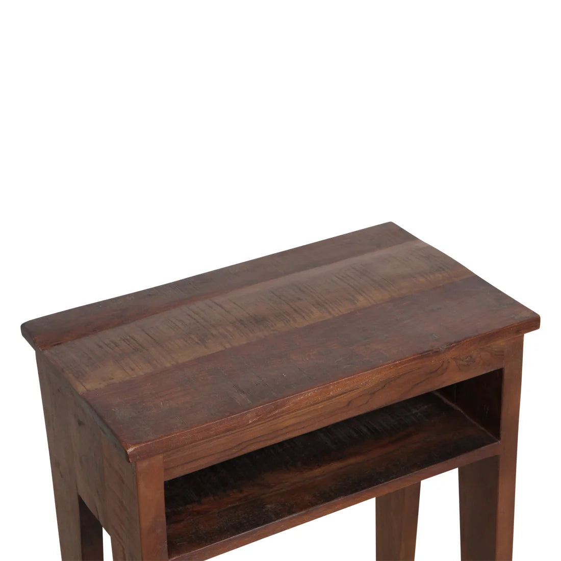 Table de chevet en bois recyclé marron, niche ouverte, 50x30 cm