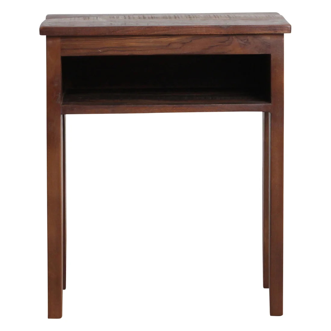 Table de chevet en bois recyclé marron 50x30 cm niche ouverte