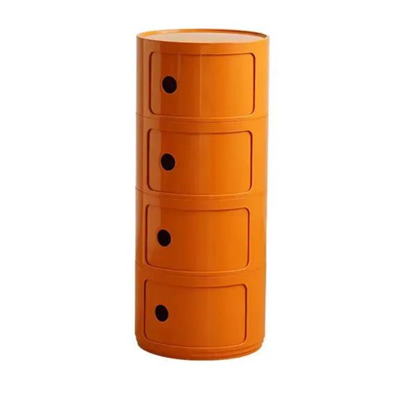Table de chevet minimaliste orange à 4 tiroirs, un meuble design pour une décoration originale.