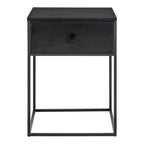Table de chevet noire moderne en acier et MDF avec tiroir 40x55 cm