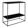 Table console noire en métal avec deux étagères, design minimaliste 80x36 cm
