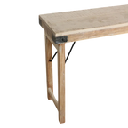 Console pliante en bois recyclé clair 170x40 cm avec ferrures noires