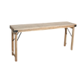 Table console pliante en bois recyclé clair 170x40 cm ferrures noires