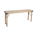 Table console pliante en bois recyclé clair 170x40 cm ferrures noires