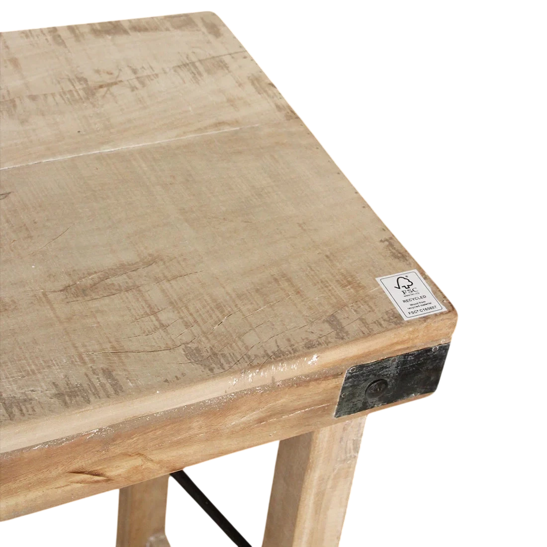 Table console pliante en bois recyclé clair 170x40 cm