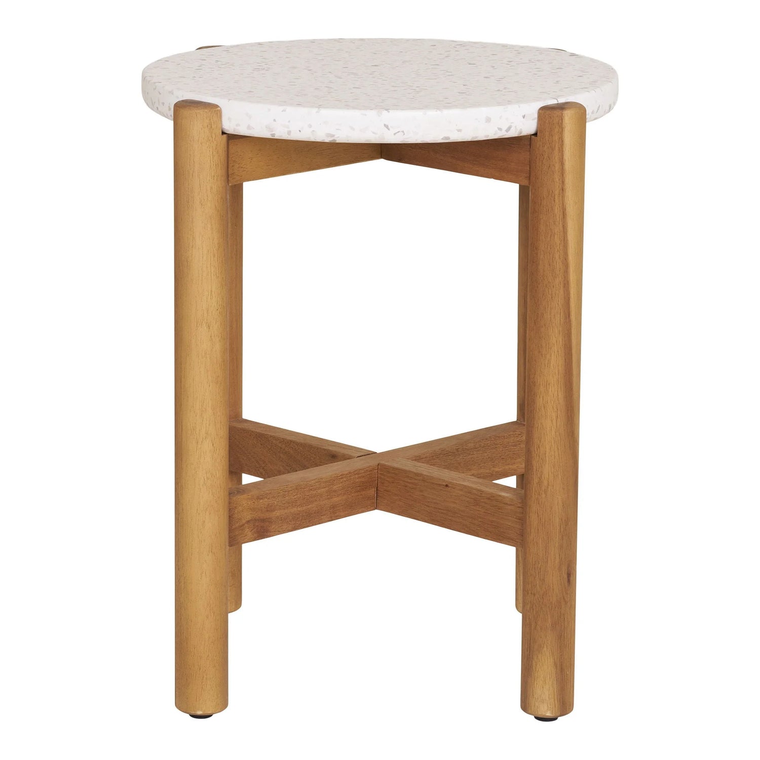 Table d’appoint en acacia et terrazzo naturel ø37x46 cm