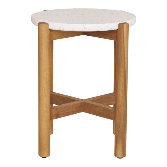 Table d’appoint en acacia et terrazzo naturel ø37x46 cm