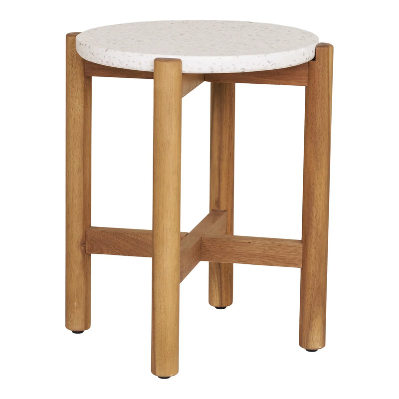 Table d'appoint en acacia et terrazzo naturel ø37x46 cm
