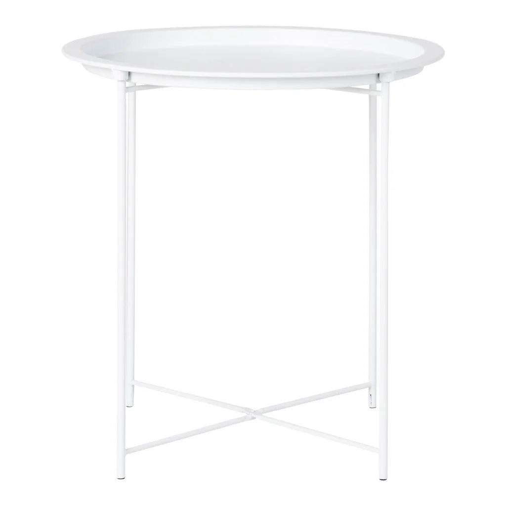Table d’appoint en acier blanc Ø47 cm ronde