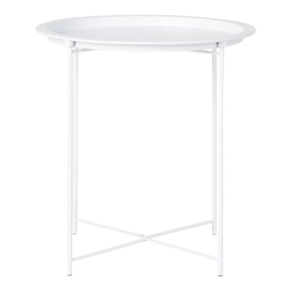 Table d’appoint en acier blanc Ø47 cm ronde