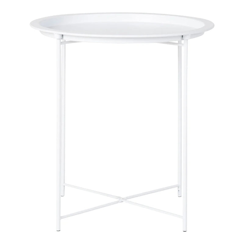 Table d’appoint en acier blanc Ø47 cm ronde
