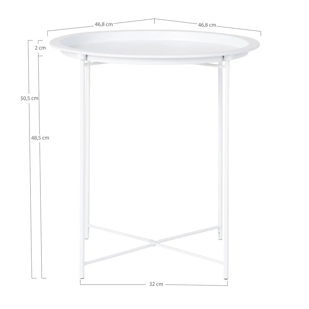 Table d’appoint en acier blanc Ø47 cm ronde