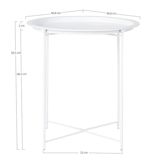 Table d’appoint en acier blanc Ø47 cm ronde