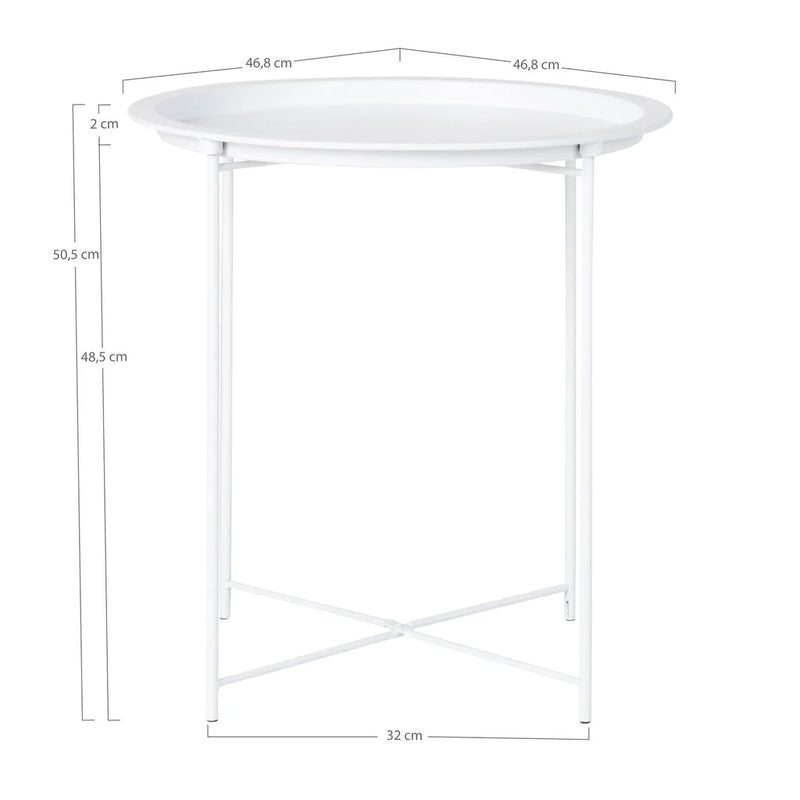 Table d’appoint en acier blanc Ø47 cm ronde