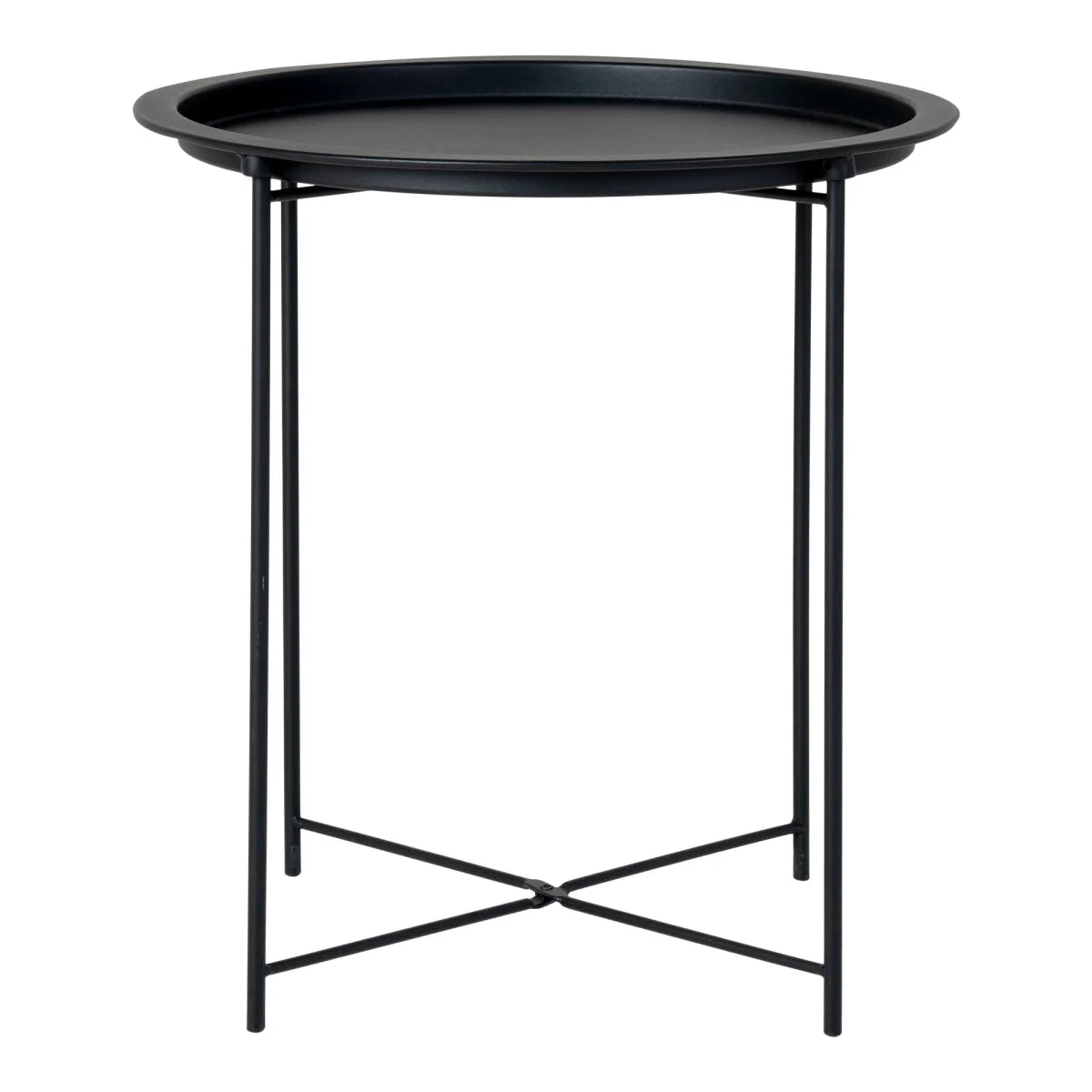 Table d’appoint en acier noir rond Ø47 cm à pieds croisés
