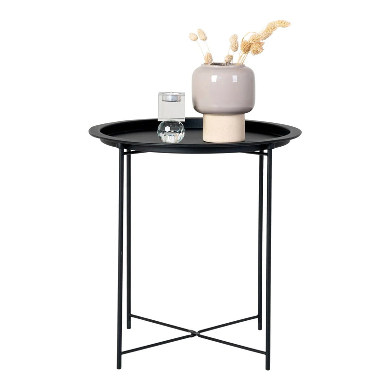 Table d’appoint en acier noir rond Ø47 cm