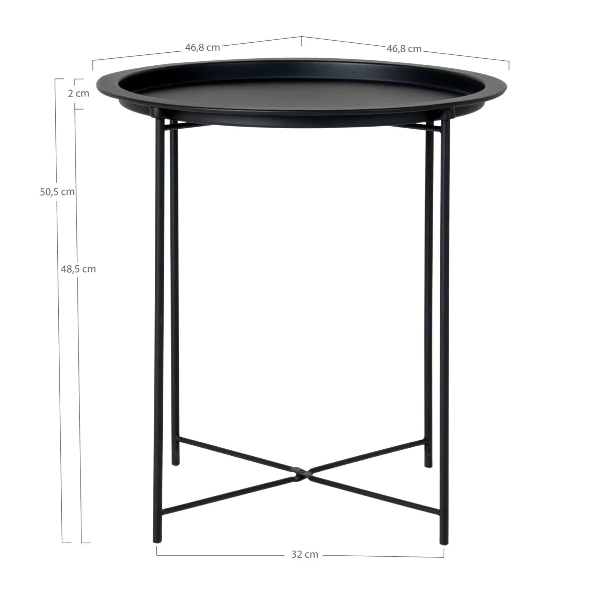 Table d’appoint en acier noir rond Ø47 cm à plateau et pieds élancés