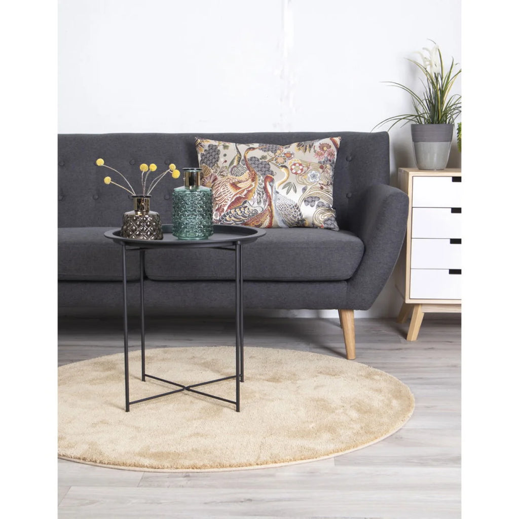 Table d’appoint en acier noir rond Ø47 cm avec pieds en X