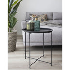 Table d’appoint en acier noir rond Ø47 cm à base jambes croisées