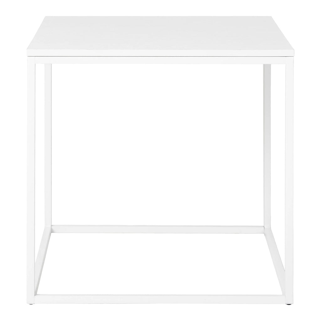 Table d’appoint blanche en acier et mélaminé 45x45 cm