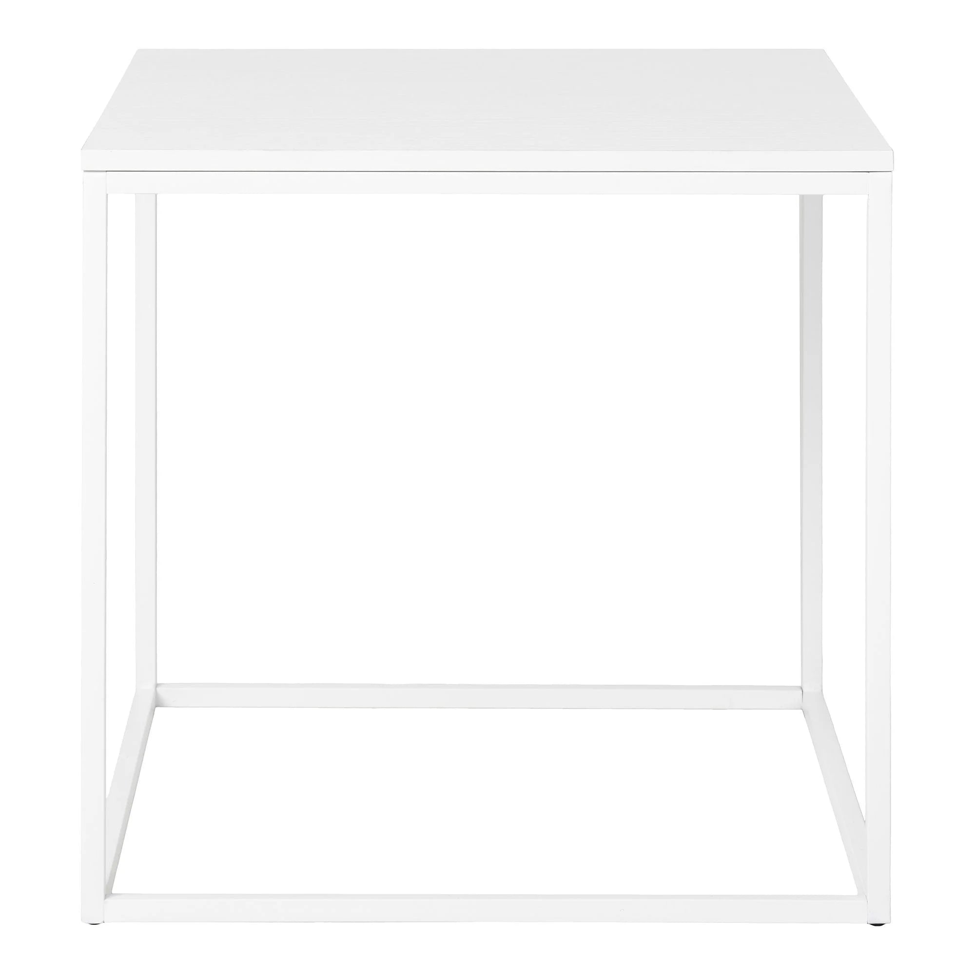 Table d’appoint blanche en acier et mélaminé 45x45 cm