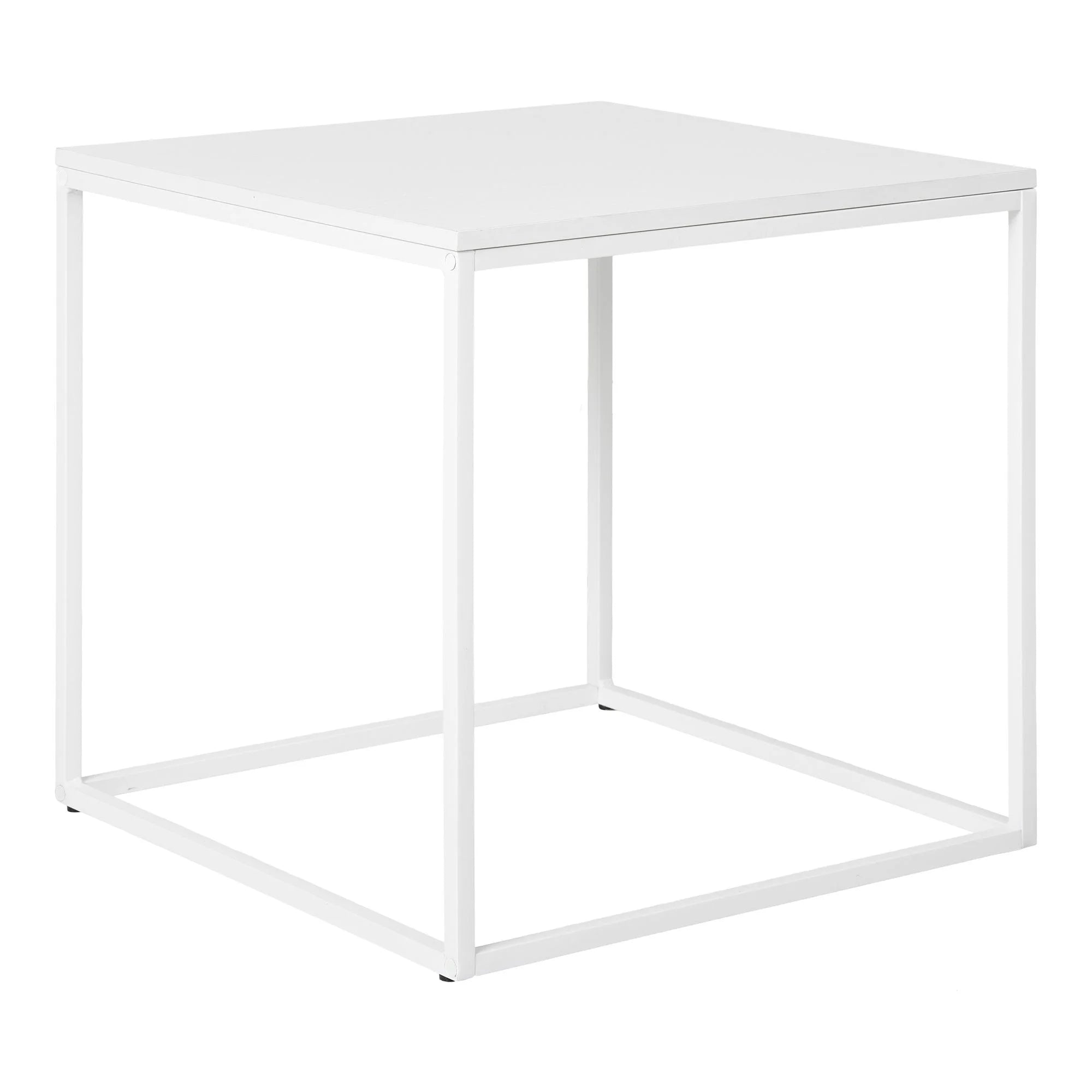 Table d’appoint blanche en acier et mélaminé 45x45 cm