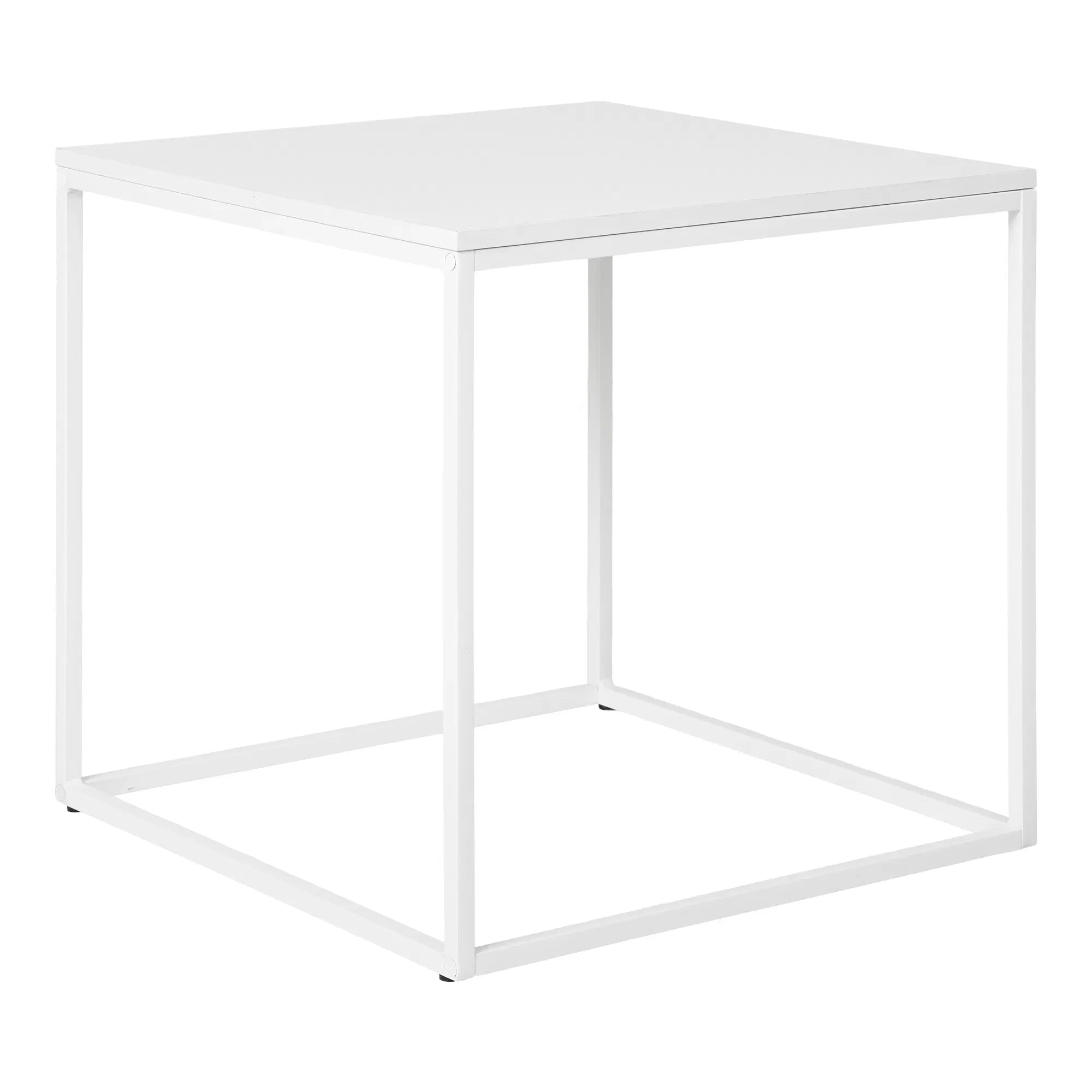 Table d’appoint blanche minimaliste en acier et mélaminé 45x45 cm
