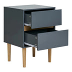 Table d’appoint en bois MDF gris foncé 2 tiroirs 40x35x55