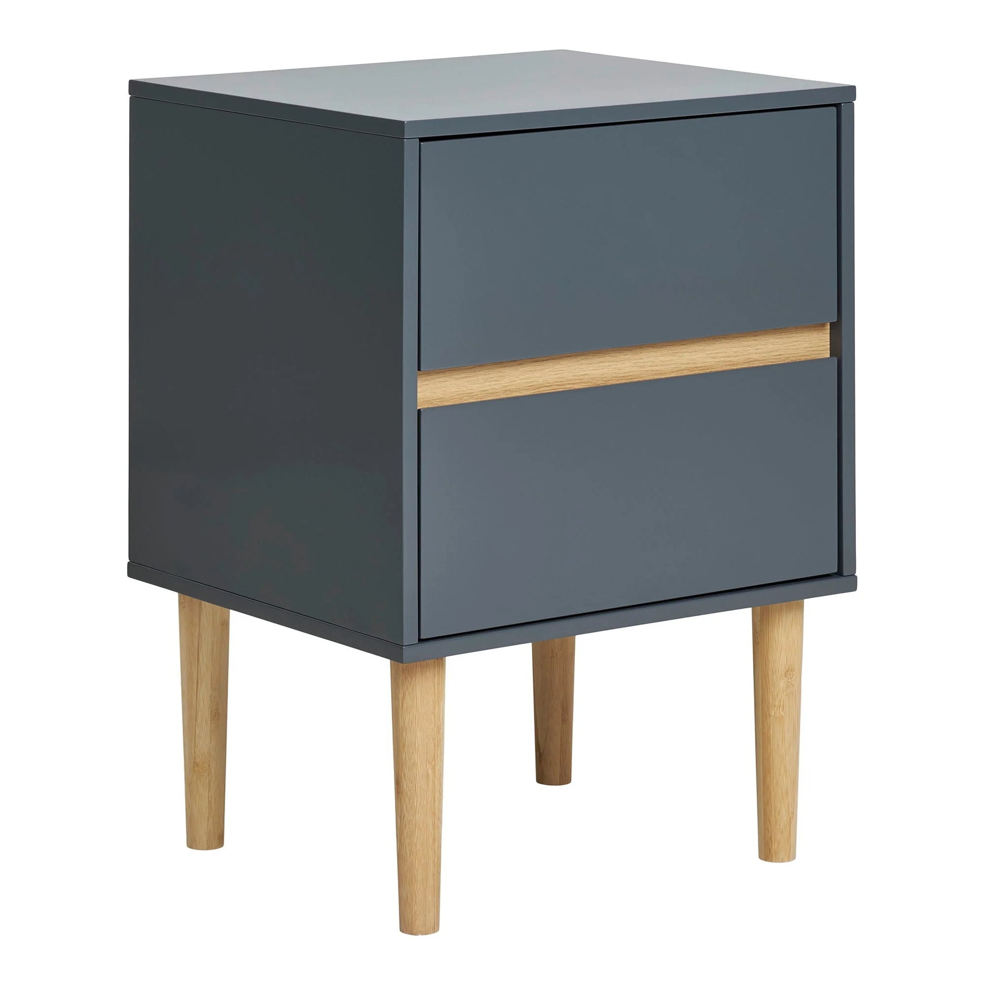 Table d’appoint en bois MDF gris foncé 2 tiroirs 40x35x55