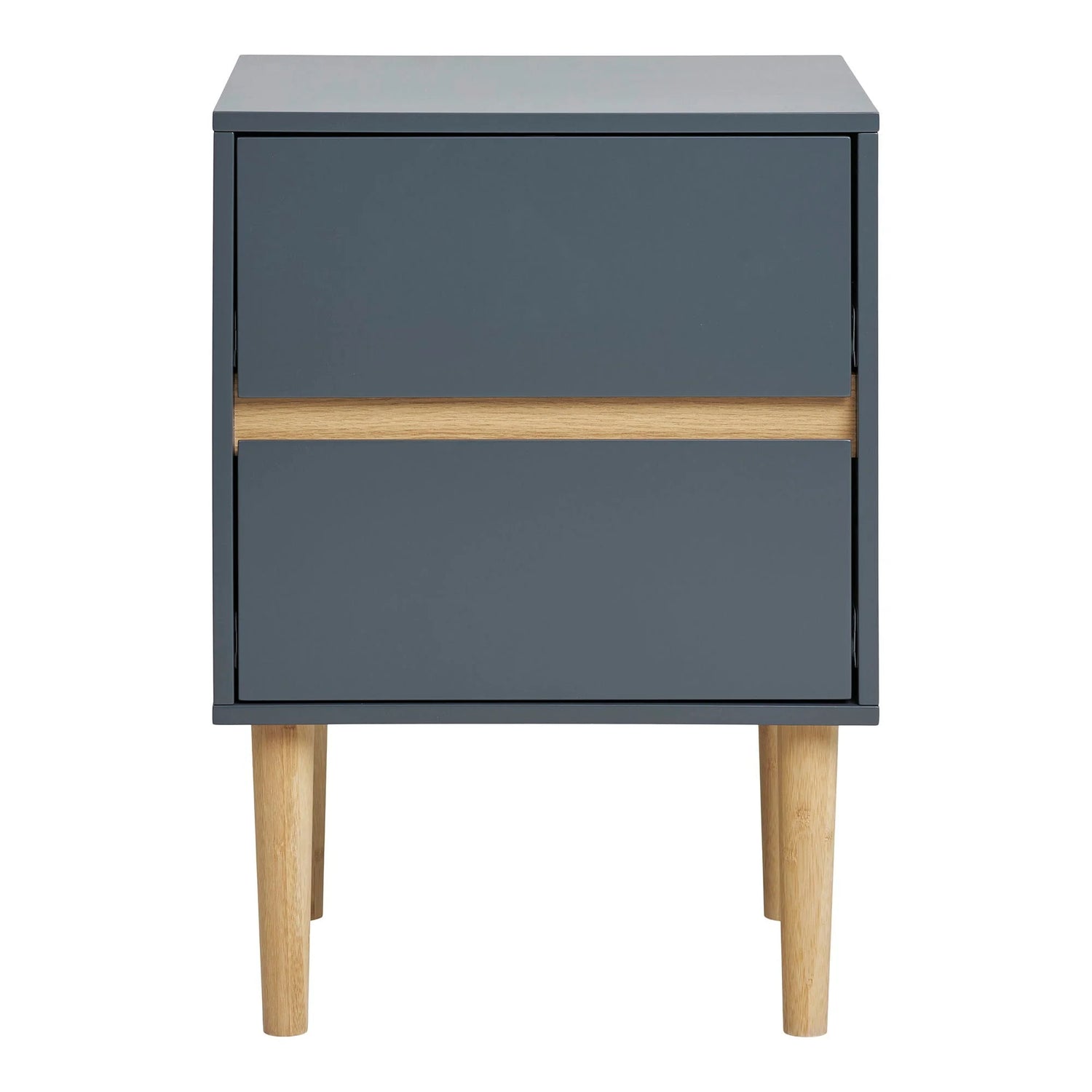 Table d’appoint en bois MDF gris foncé 2 tiroirs 40x35x55
