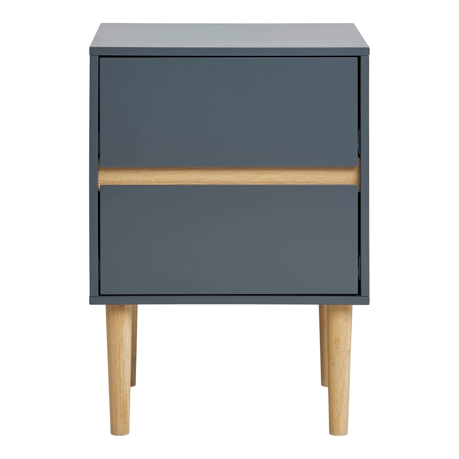 Table d’appoint en bois MDF gris foncé 2 tiroirs 40x35x55